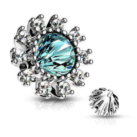 Piercing microdermal pierre turquoise entourée de strass