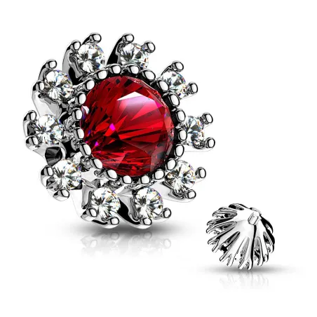 Piercing microdermal pierre rouge entourée de strass