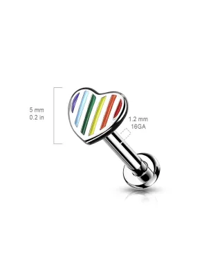 Piercing labret oreille coeur rainbow pride