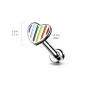 Piercing labret oreille coeur rainbow pride