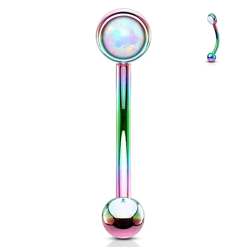 Piercing arcade acier multicolore opale blanche