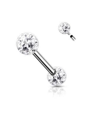 Piercing téton boules a cristaux blanc