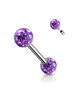 Piercing téton boules a cristaux tanzanite