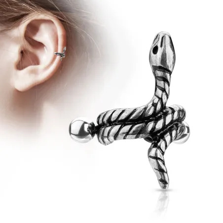 Piercing oreille hélix manchette serpent enroulé