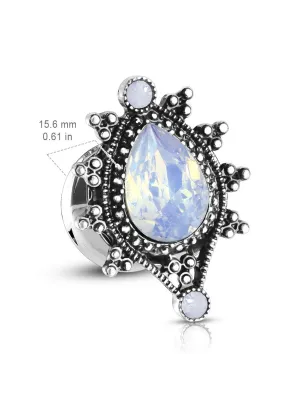 Piercing tunnel larme vintage opalite