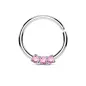 Piercing septum pliable trois gemmes rose