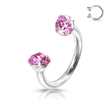 Piercing fer à cheval zirconium rose