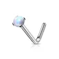 Piercing nez tige en L acier opale blanche