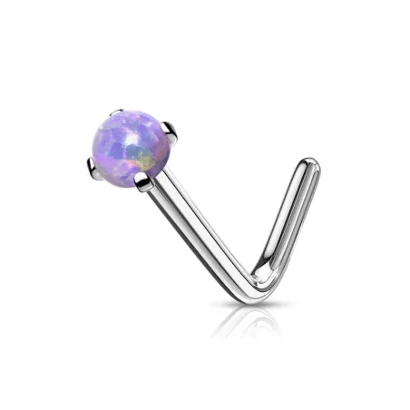 Piercing nez tige en L acier opale violette