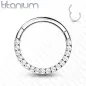 Piercing anneau segment titane strass blanc face (oreille, daith, septum)