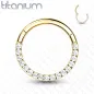 Piercing anneau segment titane doré strass blanc face (oreille, daith, septum)