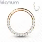 Piercing anneau segment titane rosé strass blanc face (oreille, daith, septum)