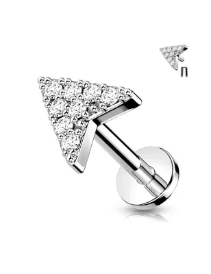 Piercing labret oreille chevron pavé de strass acier