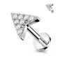 Piercing labret oreille chevron pavé de strass acier