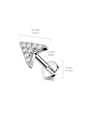 Piercing labret oreille chevron pavé de strass acier