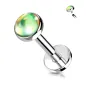 Piercing oreille labret pierre iridescente verte