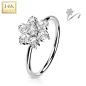 Piercing nez anneau Or blanc 14 carats fleur zirconium blanc