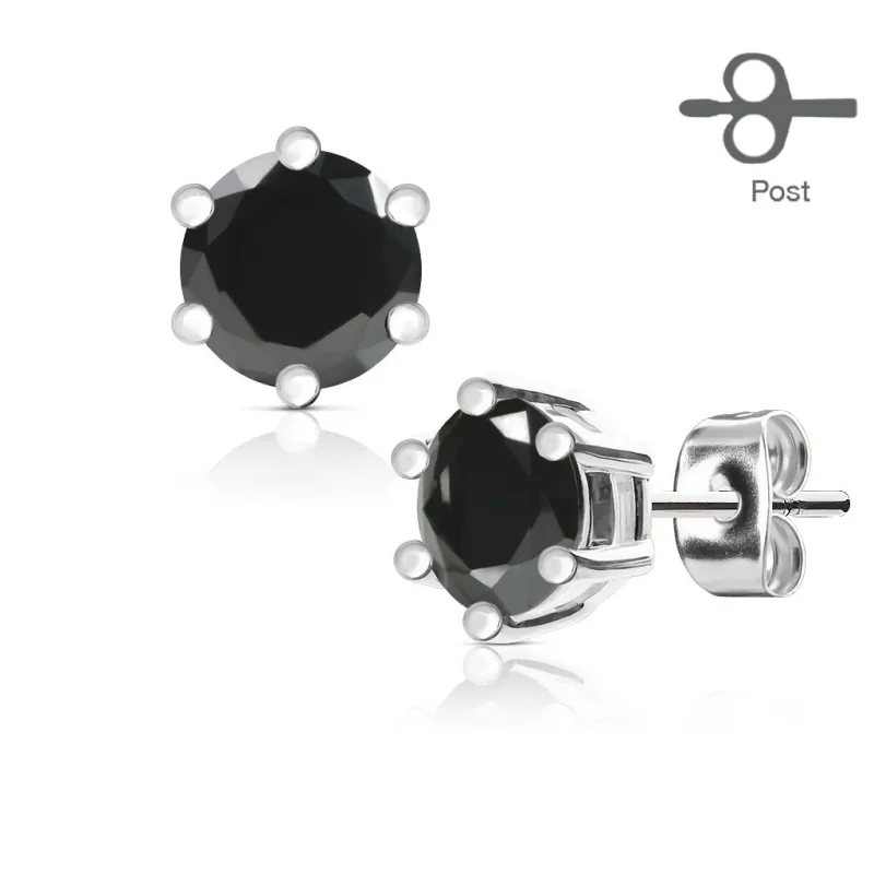 Paire Boucles d'oreille acier zirconium noir