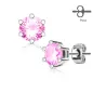 Paire Boucles d'oreille acier zirconium rose