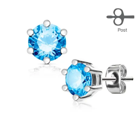 Paire Boucles d'oreille acier zirconium turquoise