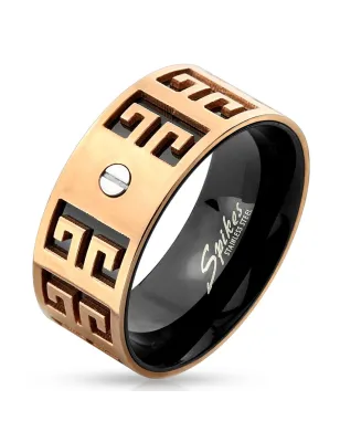 Bague homme bicolore labyrinthe