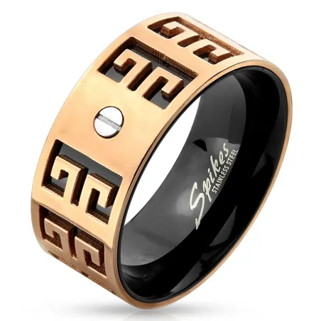 Bague homme bicolore labyrinthe