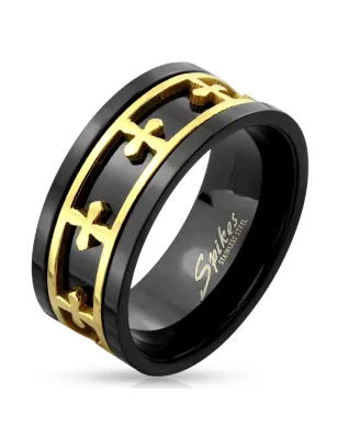 Bague homme bicolore croix