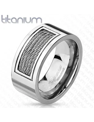 Bague titane homme câbles barbelés