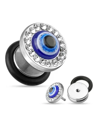 Piercing oreille faux plug oeil chanceux