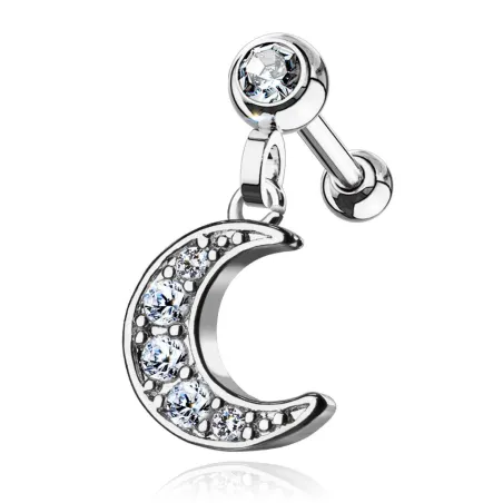 Piercing cartilage oreille pendentif croissant de lune