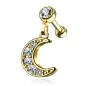 Piercing cartilage oreille pendentif croissant de lune plaqué or