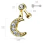 Piercing cartilage oreille pendentif croissant de lune plaqué or