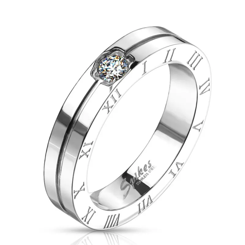 Bague en acier inoxydable Rainure Chiffres Romains