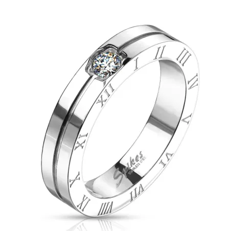 Bague en acier inoxydable Rainure Chiffres Romains 