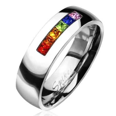 Bague Homme Femme Gay Pride Gemmes Rainbow