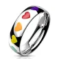 Bague acier coeur rainbow