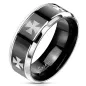 Bague homme acier noir croix de fer