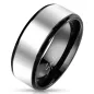 Bague homme acier noir centre argenté