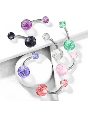 Lot de 7 piercing nombril boules glitter