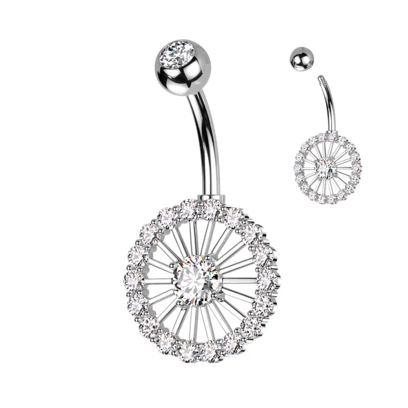 Piercing nombril roue pavée de strass