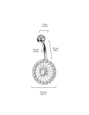 Piercing nombril roue pavée de strass