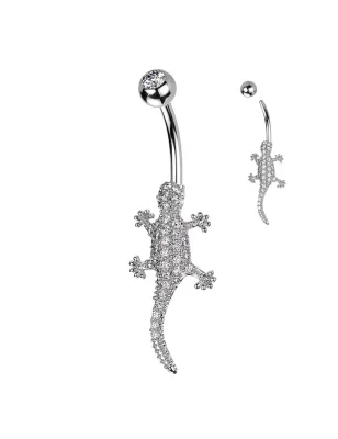 Piercing nombril lézard pavé de strass