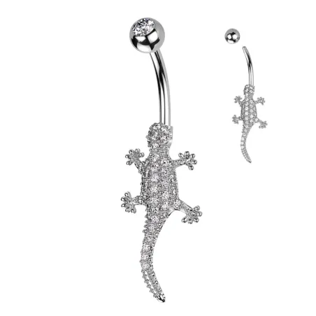 Piercing nombril lézard pavé de strass