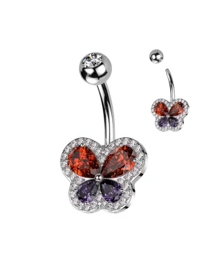 Piercing nombril papillon avec strass