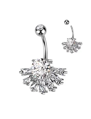 Piercing nombril grand éventail strass