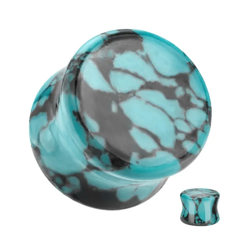 Piercing plug oreille pierre turquoise noir sarcelle