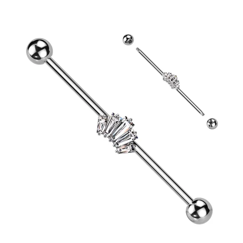 Piercing industriel oreille couronne baguettes