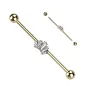 Piercing industriel oreille couronne dorée baguettes