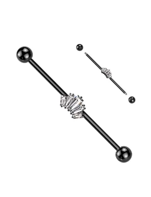 Piercing industriel oreille couronne noire baguettes