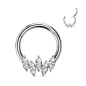 Piercing anneau segment acier cinq strass marquise (oreille, daith, septum)